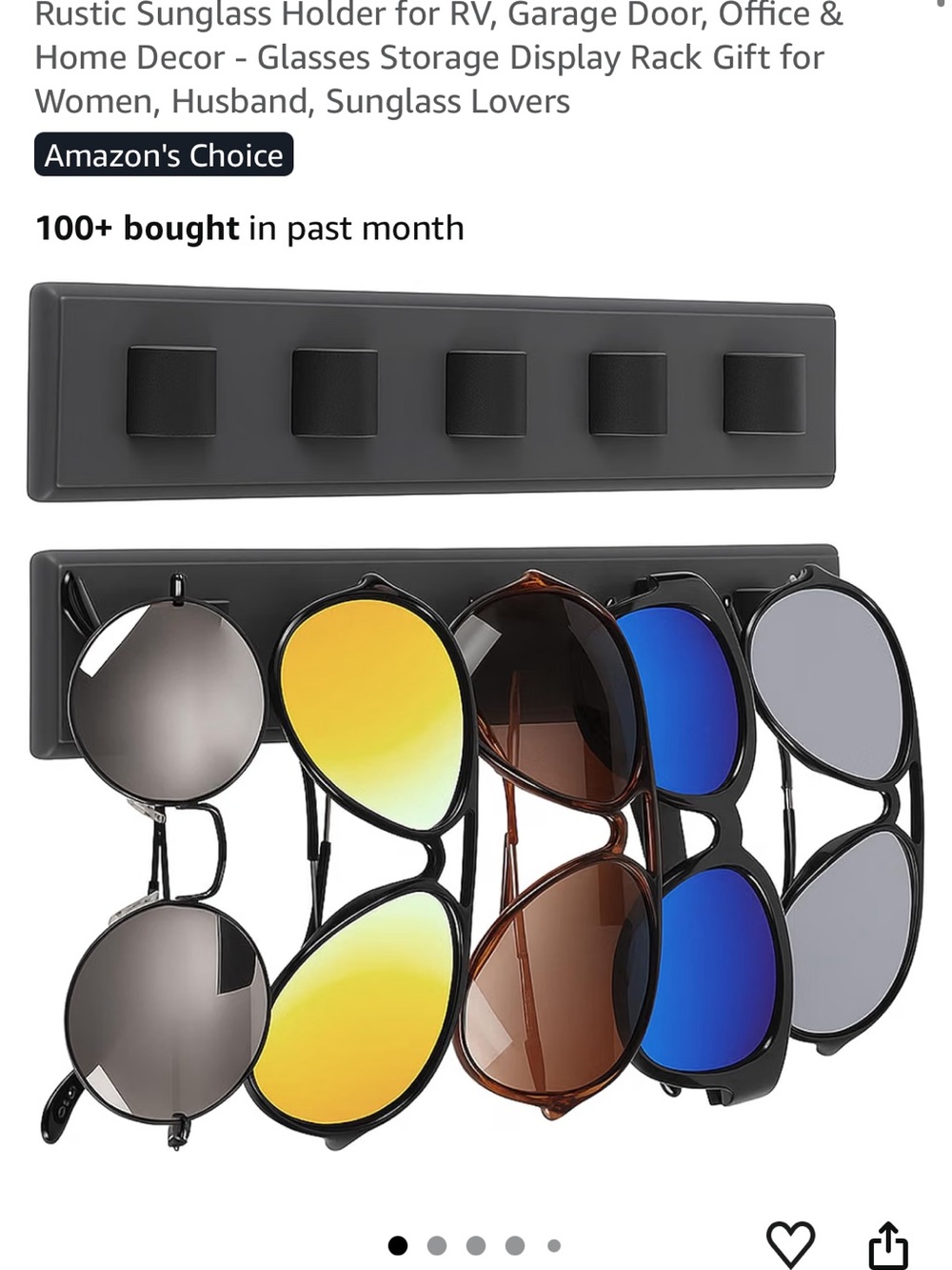 Sunglass Wall Rack Holder - Black/Grey